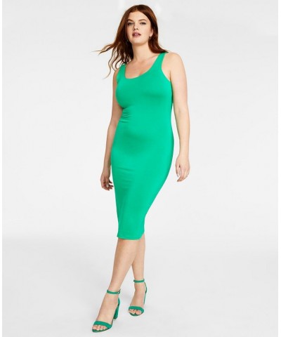 Bodycon Scoop-Neck Midi Dress Green $11.17 Dresses