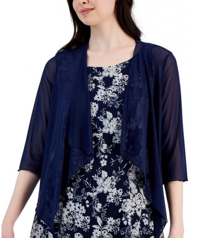 Women's Two-Piece Floral-Print Jacket Dress Navy $41.58 Dresses