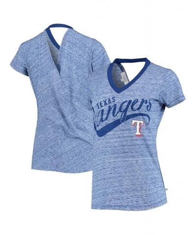 Women's Royal Texas Rangers Hail Mary Back Wrap Space-Dye V-Neck T-shirt Royal $21.50 Tops