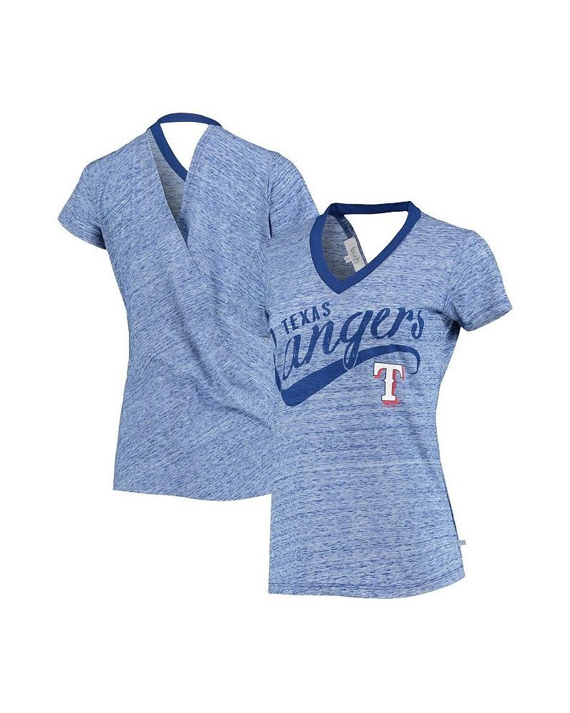 Women's Royal Texas Rangers Hail Mary Back Wrap Space-Dye V-Neck T-shirt Royal $21.50 Tops