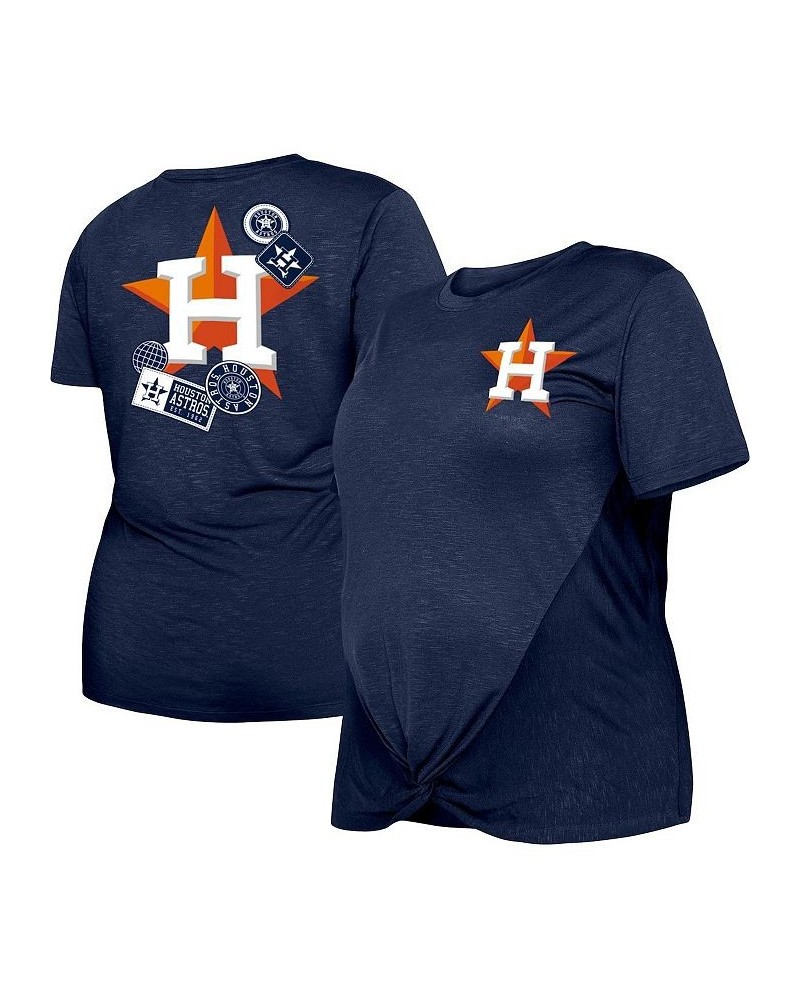 Women's Navy Houston Astros Plus Size Two-Hit Front Knot T-shirt Navy $21.50 Tops