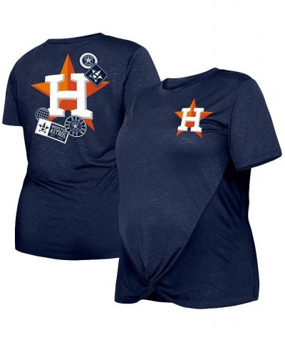 Women's Navy Houston Astros Plus Size Two-Hit Front Knot T-shirt Navy $21.50 Tops