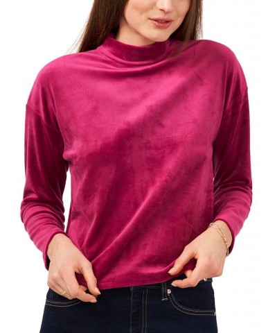 Women's Drop Shoulder High Neck Top Purple $38.71 Tops