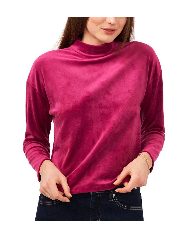 Women's Drop Shoulder High Neck Top Purple $38.71 Tops