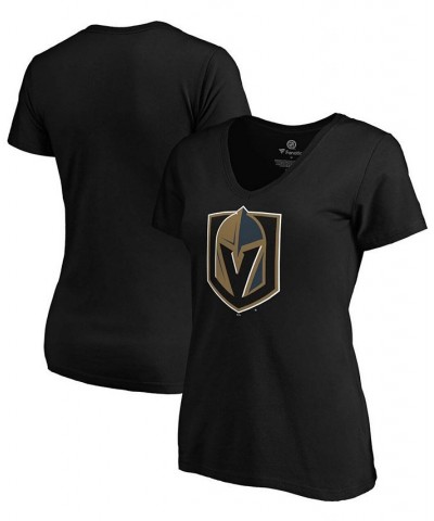 Women's Black Vegas Golden Knights Primary Logo V-Neck T-shirt Black $18.24 Tops