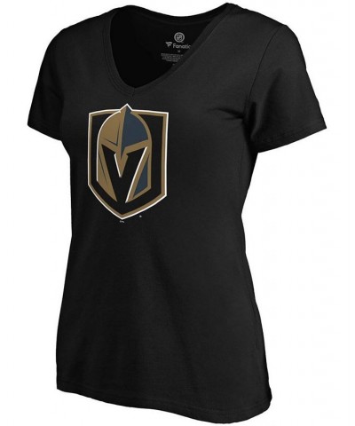 Women's Black Vegas Golden Knights Primary Logo V-Neck T-shirt Black $18.24 Tops