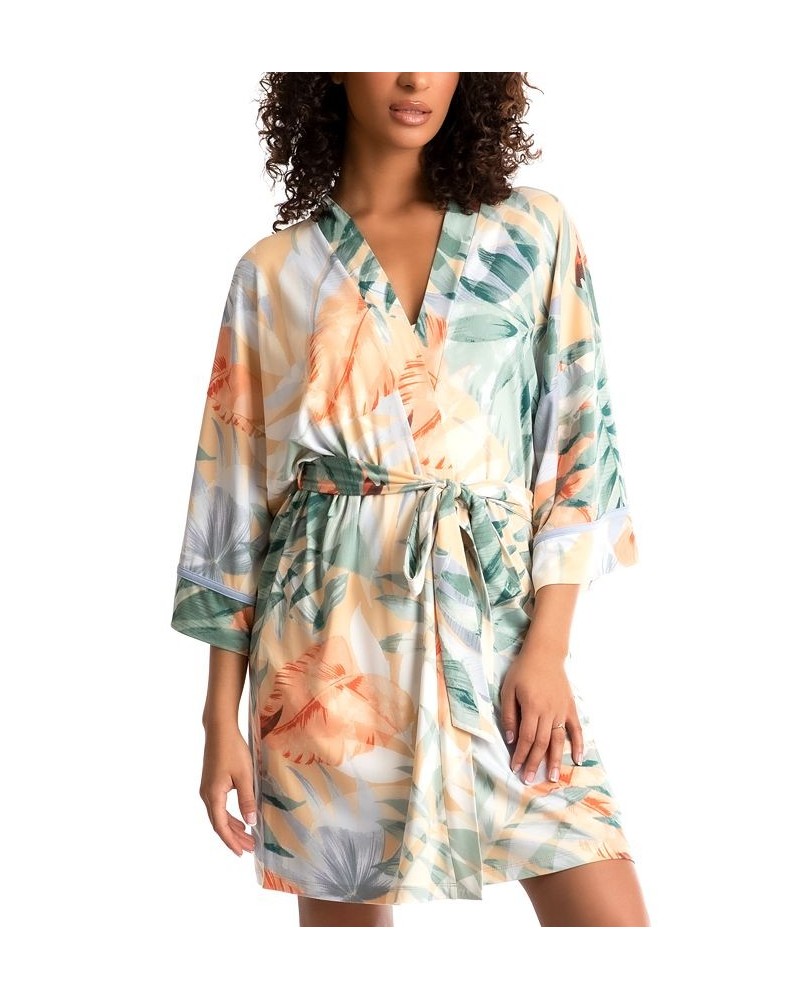 Women's Cayman Printed Wrap Robe Yellow $33.00 Sleepwear