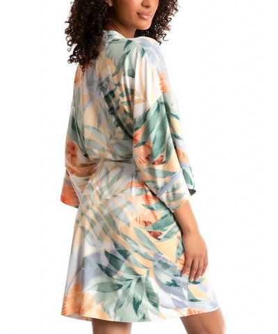 Women's Cayman Printed Wrap Robe Yellow $33.00 Sleepwear