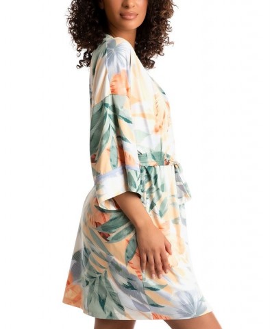 Women's Cayman Printed Wrap Robe Yellow $33.00 Sleepwear