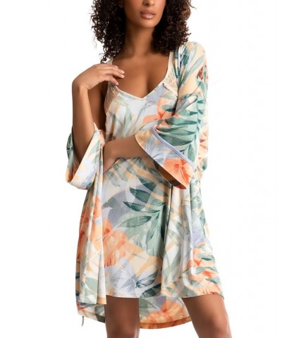 Women's Cayman Printed Wrap Robe Yellow $33.00 Sleepwear