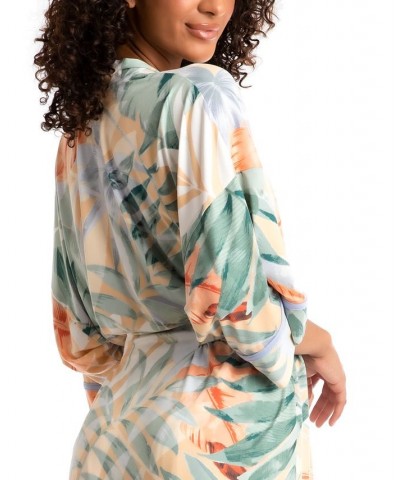 Women's Cayman Printed Wrap Robe Yellow $33.00 Sleepwear