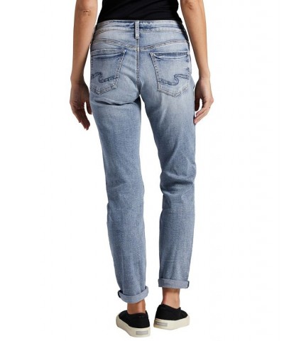 Women's Boyfriend Mid Rise Slim Leg Jeans Indigo $48.88 Jeans