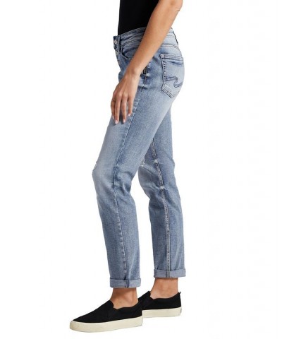 Women's Boyfriend Mid Rise Slim Leg Jeans Indigo $48.88 Jeans