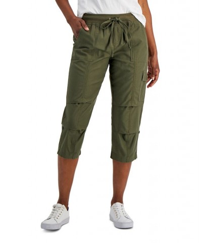 Women's Solid Cropped Cargo Pants Thyme $20.90 Pants