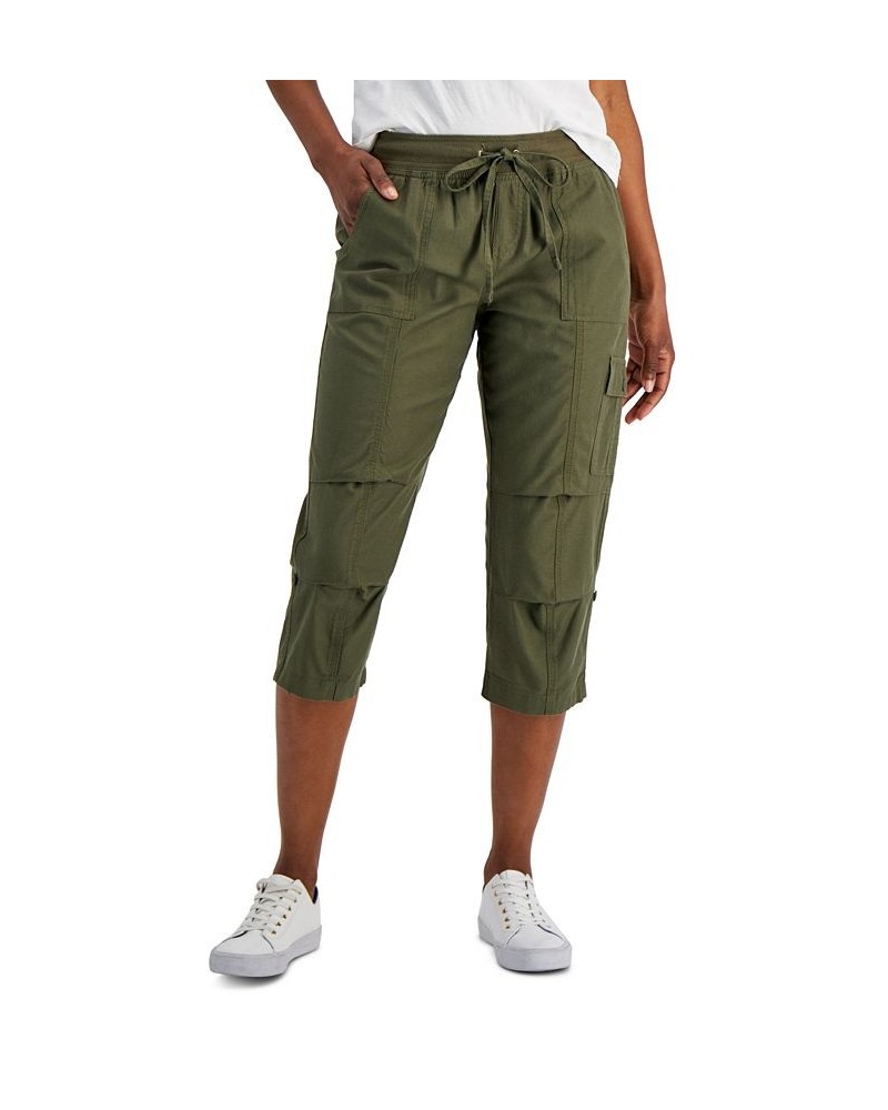 Women's Solid Cropped Cargo Pants Thyme $20.90 Pants