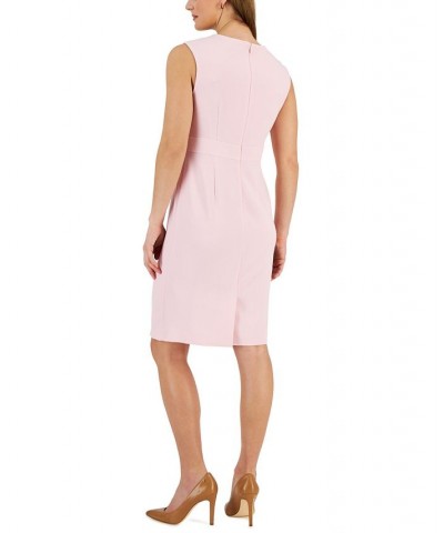 Women's Sleeveless Princess-Seam Sheath Dress Pink $28.61 Suits