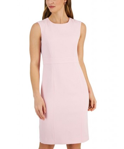 Women's Sleeveless Princess-Seam Sheath Dress Pink $28.61 Suits