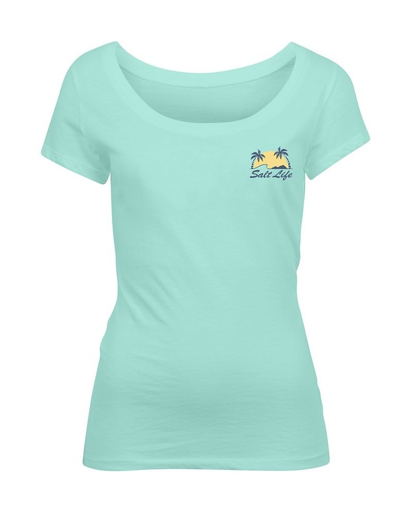 Women's Island Living Cotton Graphic T-Shirt Blue $14.40 Tops