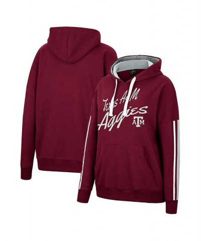 Women's Maroon Texas A&M Aggies Serena Oversized Sleeve Striping V-Neck Pullover Hoodie Maroon $26.04 Sweatshirts