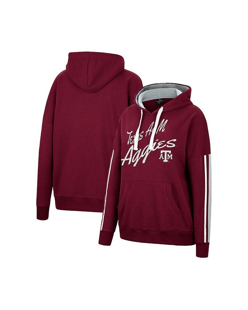 Women's Maroon Texas A&M Aggies Serena Oversized Sleeve Striping V-Neck Pullover Hoodie Maroon $26.04 Sweatshirts