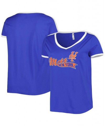 Women's Royal New York Mets Plus Size V-Neck T-shirt Royal $19.74 Tops