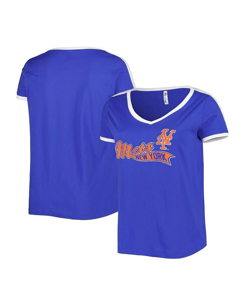 Women's Royal New York Mets Plus Size V-Neck T-shirt Royal $19.74 Tops