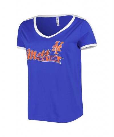 Women's Royal New York Mets Plus Size V-Neck T-shirt Royal $19.74 Tops