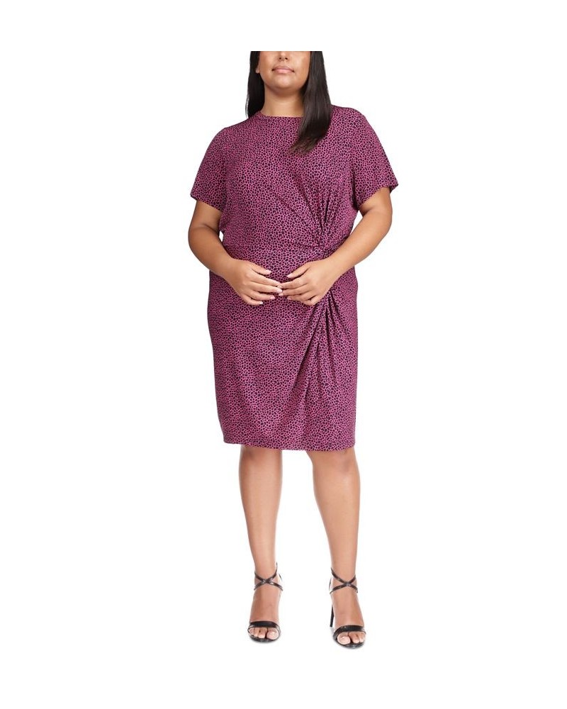 Plus Size Short-Sleeve Twist-Front Dress Cerise $21.54 Dresses