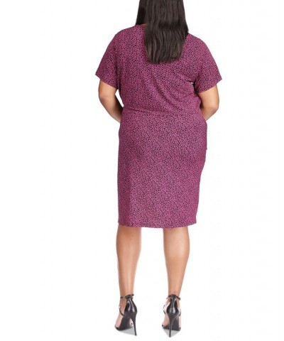 Plus Size Short-Sleeve Twist-Front Dress Cerise $21.54 Dresses