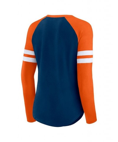 Women's Branded Navy Orange Chicago Bears True to Form Raglan Lace-Up V-Neck Long Sleeve T-shirt Navy, Orange $32.44 Tops