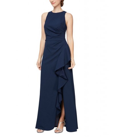 Ruffled Slit-Front Gown Sky Blue $94.05 Dresses