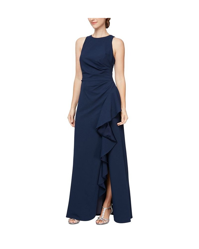 Ruffled Slit-Front Gown Sky Blue $94.05 Dresses