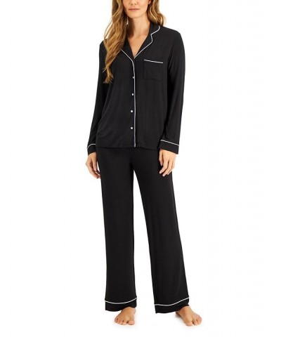 Notch Collar Pajama Set Black $16.72 Sleepwear