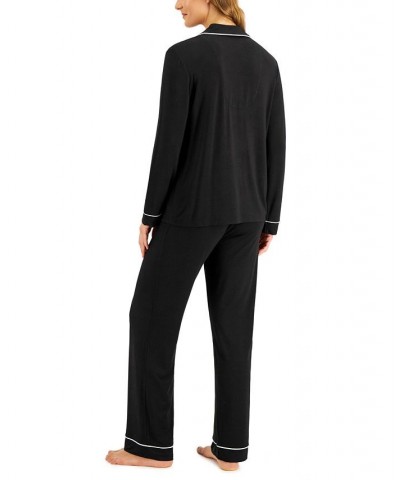 Notch Collar Pajama Set Black $16.72 Sleepwear