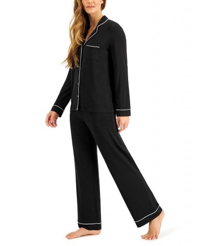 Notch Collar Pajama Set Black $16.72 Sleepwear