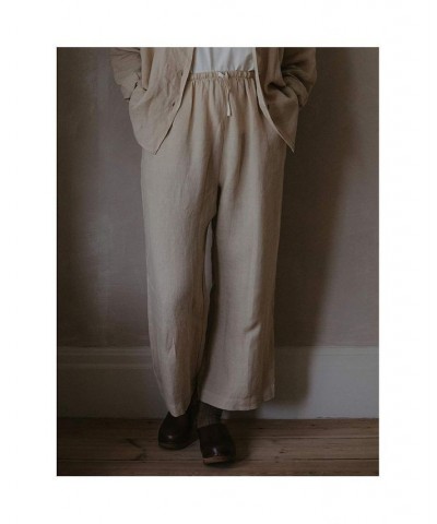 Women's Maternity Lightweight Linen Pajama Bottom Tan/Beige $69.00 Pants