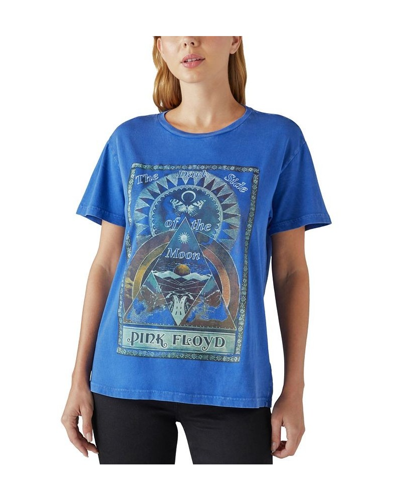 Cotton Pink Floyd Graphic T-Shirt Top Mazarine Blue $15.06 Tops