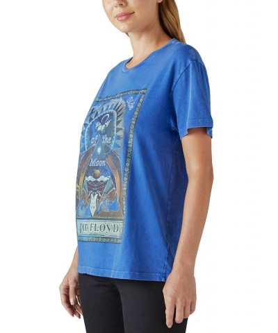 Cotton Pink Floyd Graphic T-Shirt Top Mazarine Blue $15.06 Tops