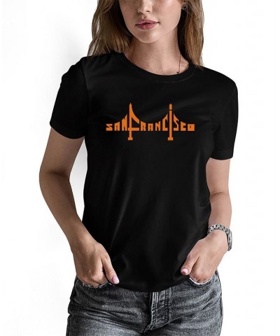 Women's San Francisco Bridge Word Art T-shirt Black $16.80 Tops