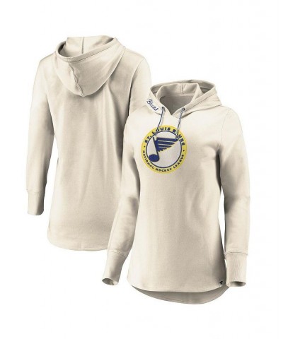 Women's Branded Oatmeal St. Louis Blues True Classics Signature Fleece Pullover Hoodie Oatmeal $40.79 Sweatshirts