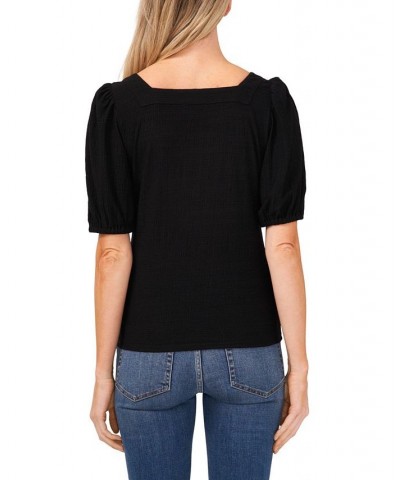 Women's Square Neck Knit Top Black $24.52 Tops