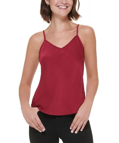 Women's Charmeuse V-Neck Tank Top Red $26.96 Tops