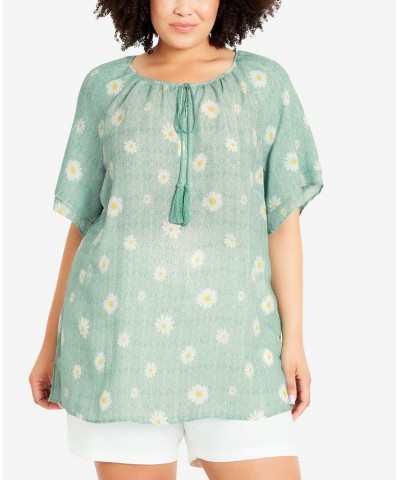 Plus Size Medallion Peasant Top Daisy Chain $36.57 Tops