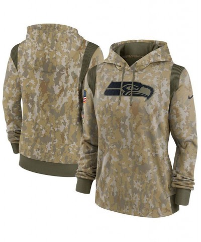 Women's Olive Seattle Seahawks 2021 Salute To Service Therma Performance Pullover Hoodie Olive $40.80 Sweatshirts