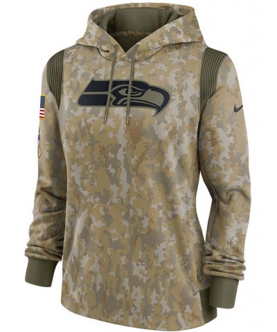 Women's Olive Seattle Seahawks 2021 Salute To Service Therma Performance Pullover Hoodie Olive $40.80 Sweatshirts