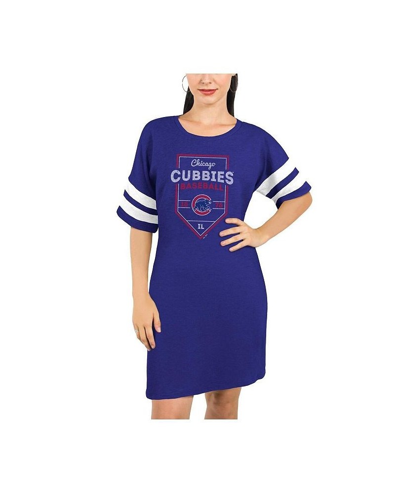 Chicago Cubs Women's Tri-Blend Short Sleeve T-shirt Dress - Royal Royal $31.50 Dresses