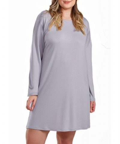 Jewel Modal Plus Size Sleep Shirt or Dress in Ultra Soft and Cozy Lounge Style Light Gray $26.45 Sleepwear