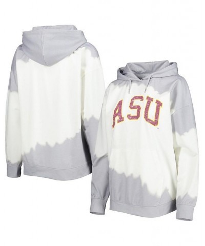 Women's White Gray Arizona State Sun Devils For the Fun Double Dip-Dyed Pullover Hoodie White $27.30 Sweatshirts