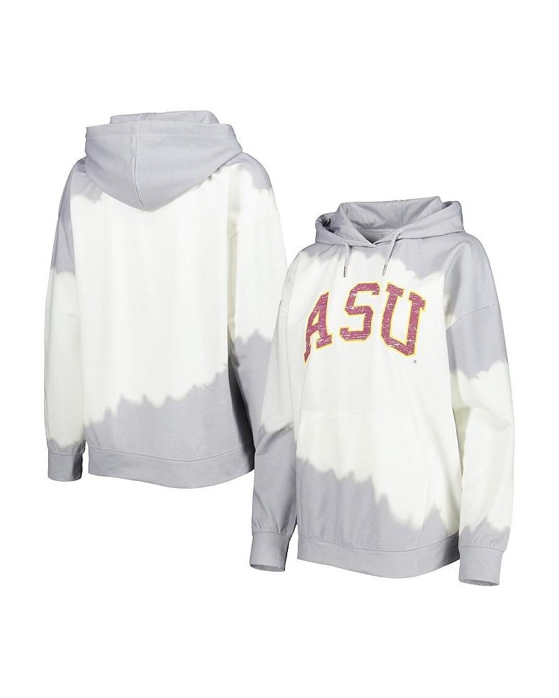 Women's White Gray Arizona State Sun Devils For the Fun Double Dip-Dyed Pullover Hoodie White $27.30 Sweatshirts