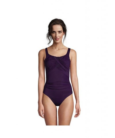 Women's Long SlenderSuit Carmela Tummy Control Scoop Neck One Piece Swimsuit Purple $66.63 Swimsuits